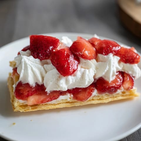 A beautiful photo of freshly made strawberry shortcake, perfect for a summer dessert.