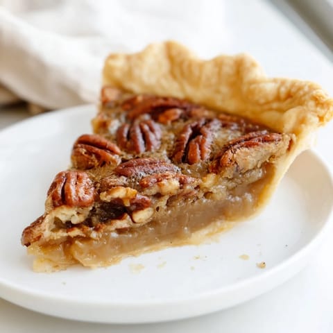 Warm Pecan Pie slice showing the rich, gooey filling perfect for a sweet treat.