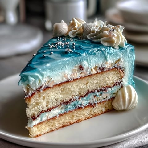 Celebrate Pisces birthdays with this stunning ocean blue ombre layer cake, featuring delicate vanilla sponge and shimmering edible pearls.