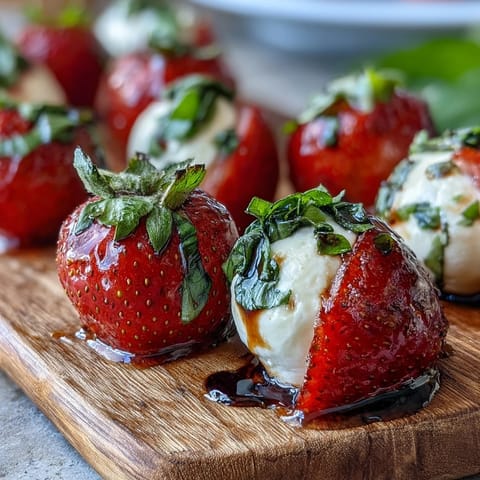 Creamy mozzarella, strawberries, basil, and balsamic glaze in this refreshing salad.