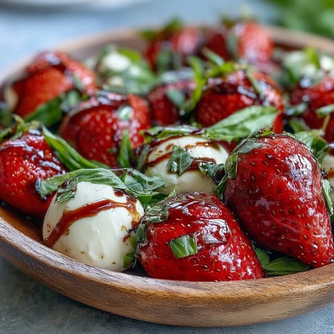 Fresh Strawberry Caprese Salad with Mozzarella, a vibrant summer dish.