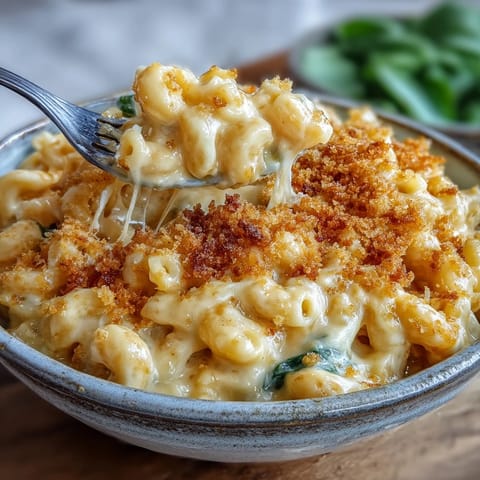 Golden baked Tini's Viral Mac and Cheese bubbling with creamy cheese sauce.