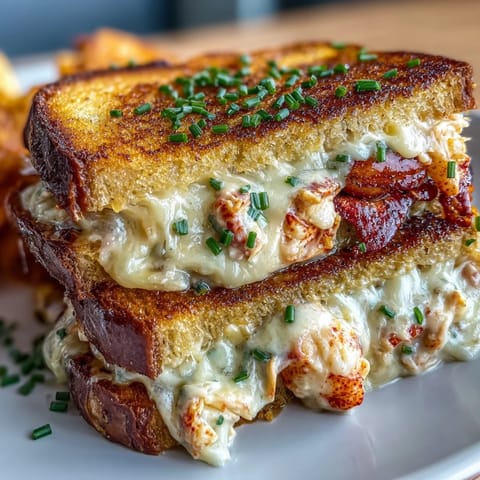 Melted cheese and tender lobster fill this decadent Lobster Grilled Cheese sandwich.