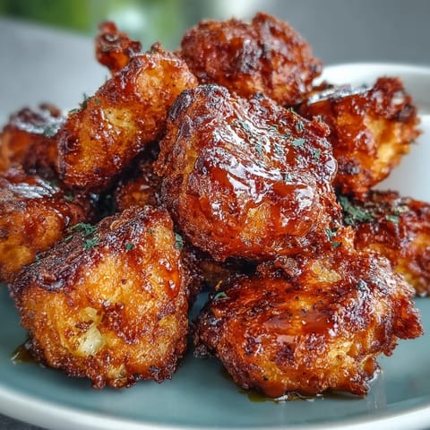Crispy Buffalo Cabbage Bites glistening with tangy sauce, perfect party appetizer.