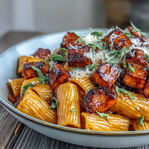 Warm Maple Brown Butter Sweet Potato Pasta with fresh sage and Parmesan.