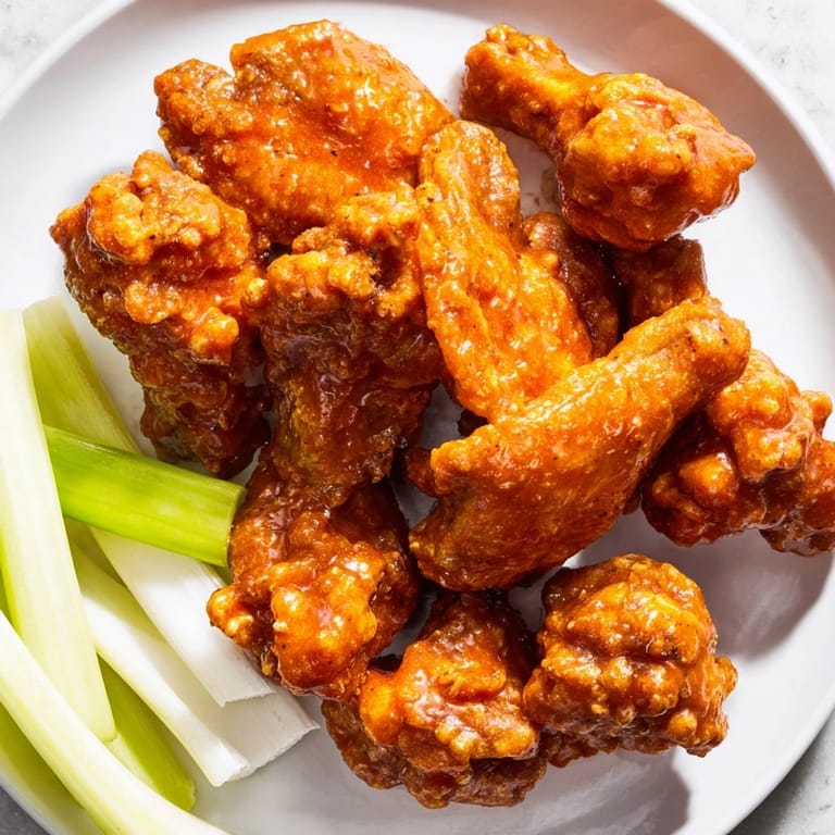 A plate of appetizing Buffalo wings, served with creamy blue cheese dip, a classic appetizer.