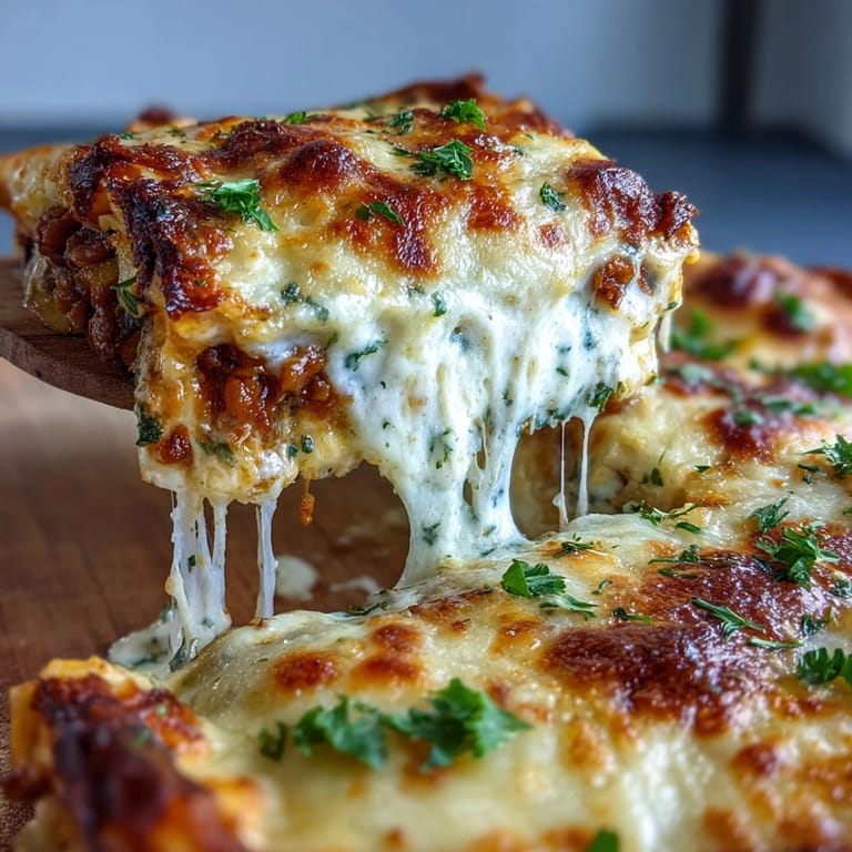 A hearty slice of One-Pan Smoky Veggie Lentil Lasagne on a plate, served with a crisp side salad.