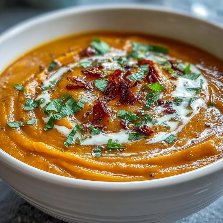 Steaming Carrot, Celeriac, and Chilli Soup served in a rustic bowl, highlighting the bright orange hue and gentle chili warmth. 
