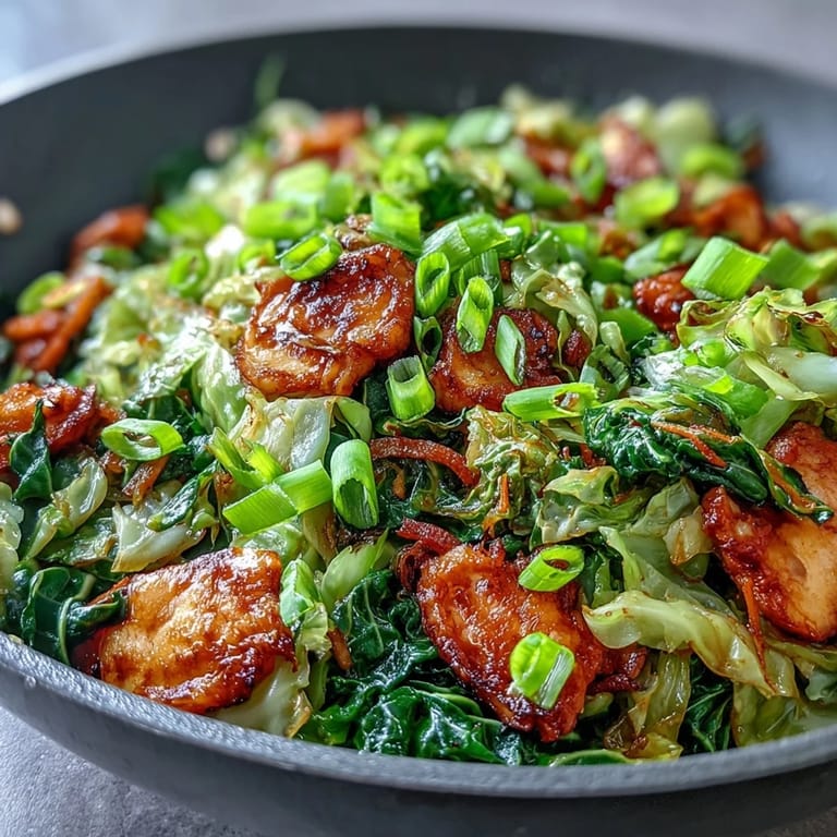 Hearty Chicken Cabbage Stir-Fry with tender chicken, cabbage, and bright bell peppers.