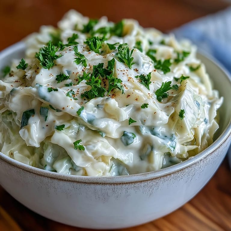 Easy Creamed Cabbage served warm as a comforting side dish, showing a rich, velvety texture in a white bowl.
