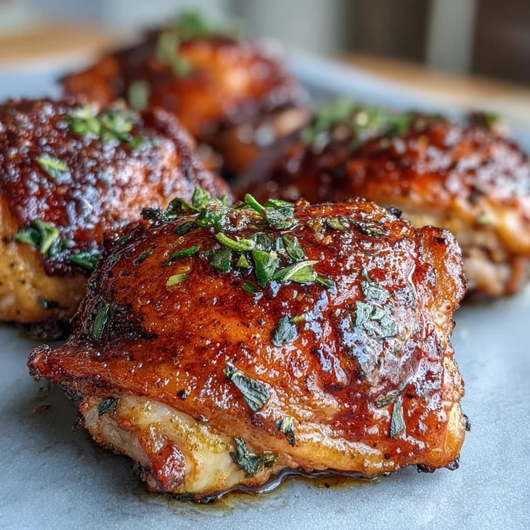 Golden Crispy Baked Bone-In Chicken Thighs rest on a rack after broiling for extra crunch.