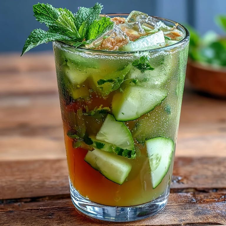 Bright green detox juice made with cucumber, apple, and ginger, offering a naturally invigorating and healthy beverage option.