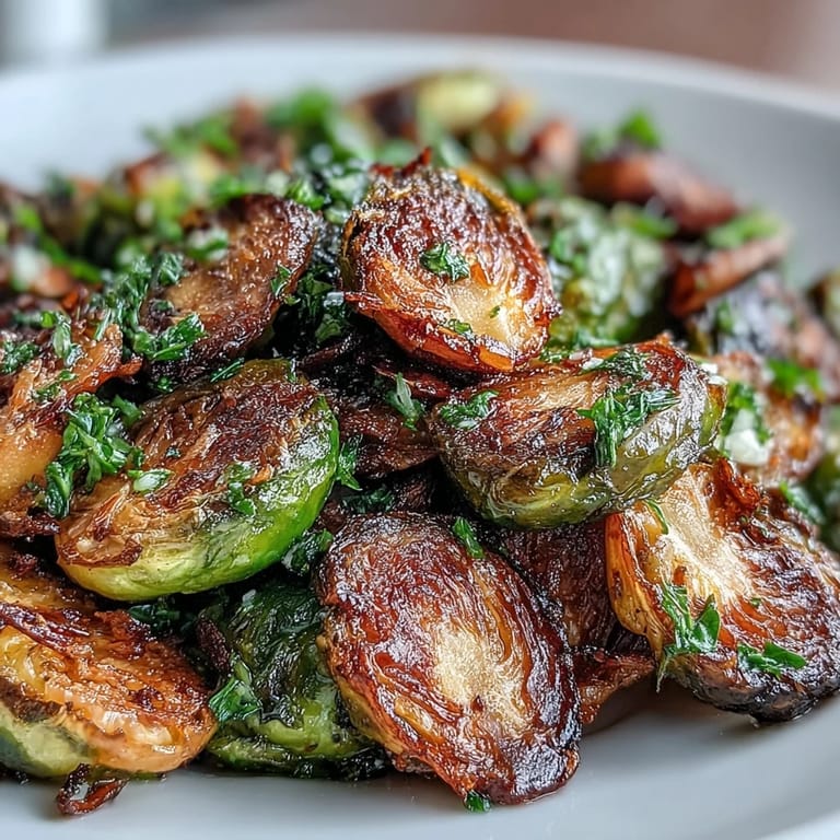 Golden Brussels sprouts caramelized in the oven, finished with bright lemon juice and crunchy toasted almonds.