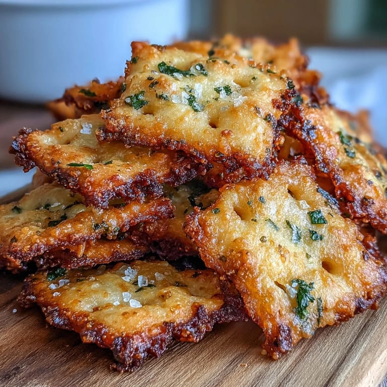 Golden baked crackers bursting with sharp cheddar and homemade ranch spice blend, ideal for sharing during the big game.