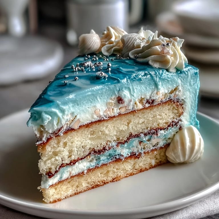 Celebrate Pisces birthdays with this stunning ocean blue ombre layer cake, featuring delicate vanilla sponge and shimmering edible pearls.