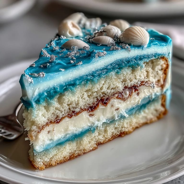 Elegant Pisces Birthday Cake with ocean blue frosting gradient, perfect for a whimsical, sea-themed celebration and sweet memories.