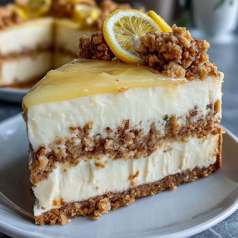 Zesty lemon mousse layered over crisp shortbread crumble — refreshing spring treat with fresh berry garnish.