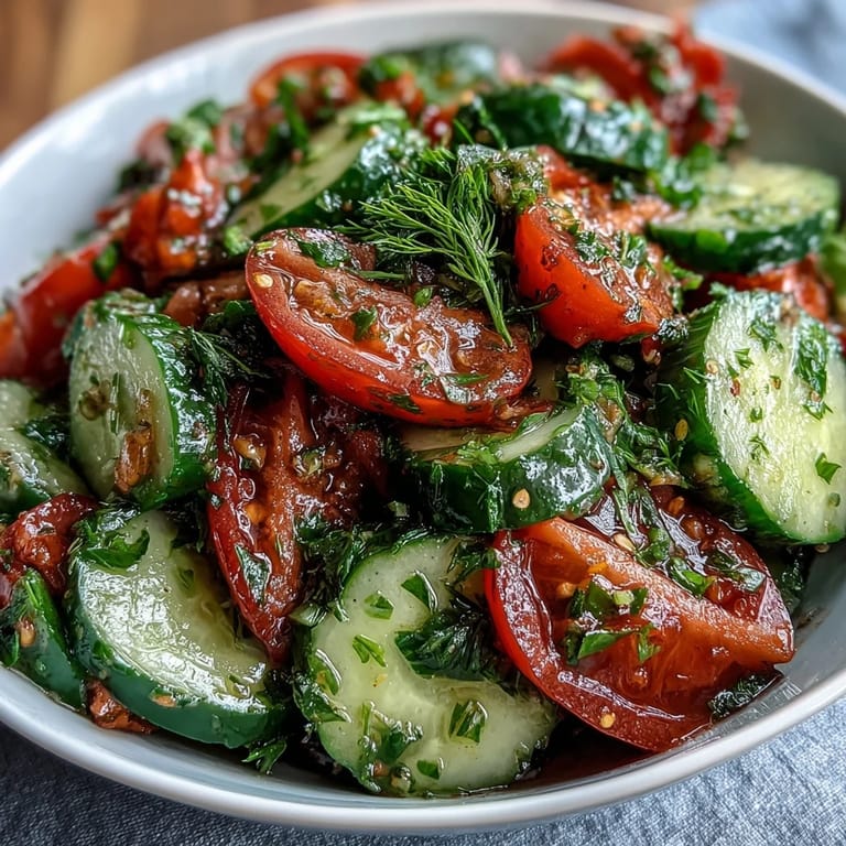 Crunchy cucumber radish salad with dill vinaigrette, a refreshing side dish with vibrant flavors and textures.