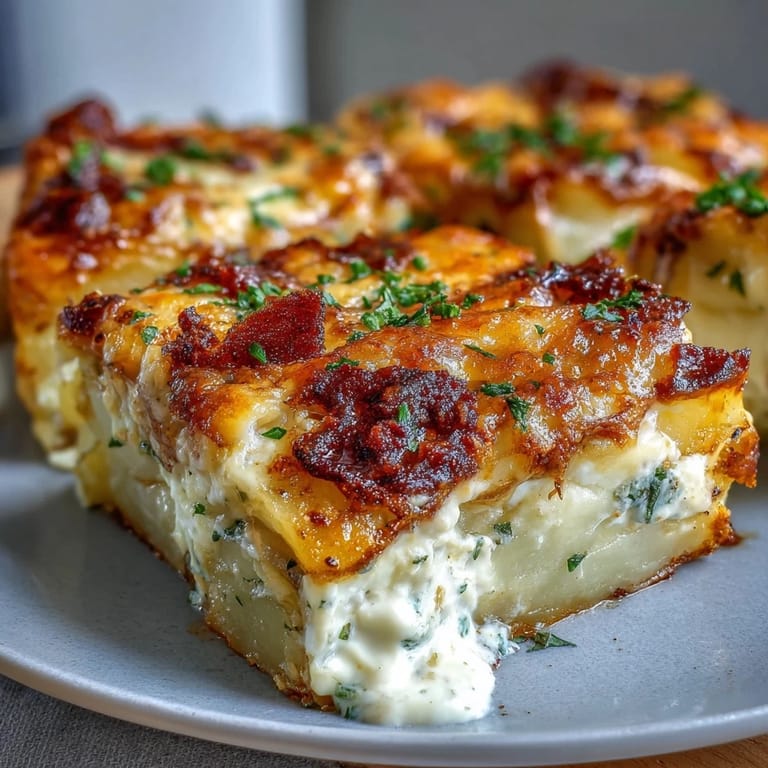 Layers of tender potatoes and melted cheddar cheese create a comforting side dish that pairs beautifully with roasted meats.