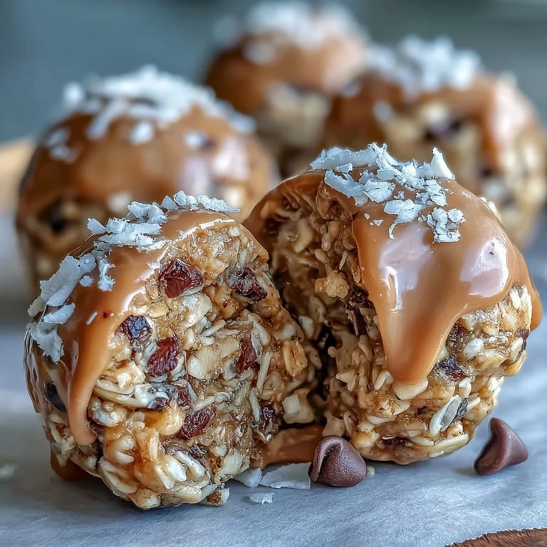 Soft, chewy no-bake oat bites packed with peanut butter, chocolate chips, and coconut for a wholesome, sweet snack.
