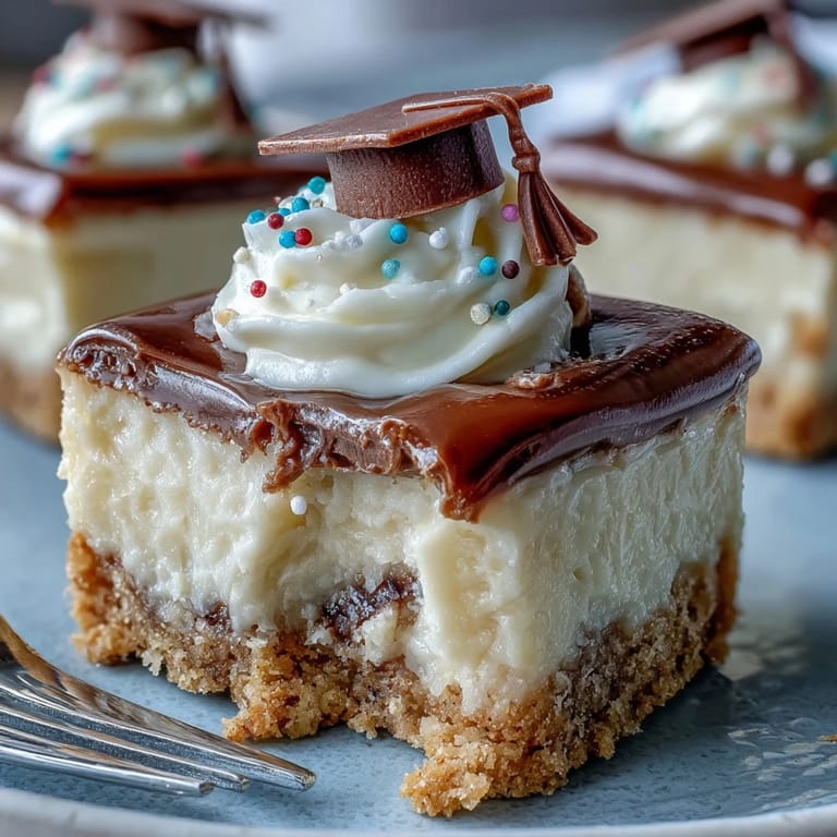 Delightful Easy Graduation Cheesecake Bites, perfectly portioned and ready for a sweet graduation toast.