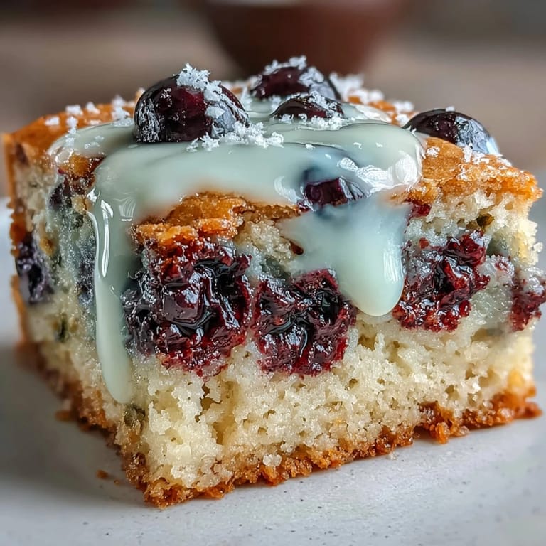 Golden baked white chocolate lemon blueberry blondies with a soft, tangy center.
