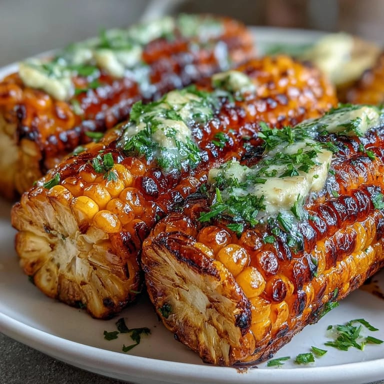 Smoky, tender grilled corn ribs glistening with vibrant, zesty chili lime butter.