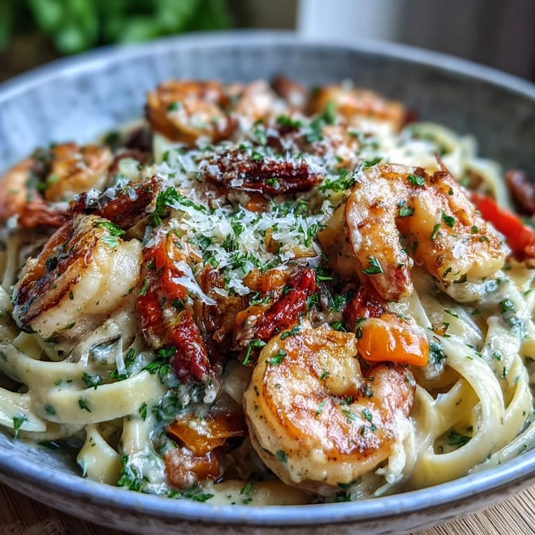 This vibrant Cajun shrimp pasta features colorful peppers and a velvety cream sauce.
