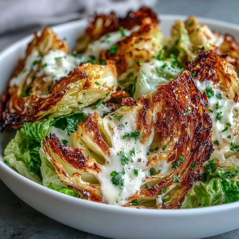Enjoy this stunning Crispy Cabbage Caesar Salad, perfect for a light dinner or side.