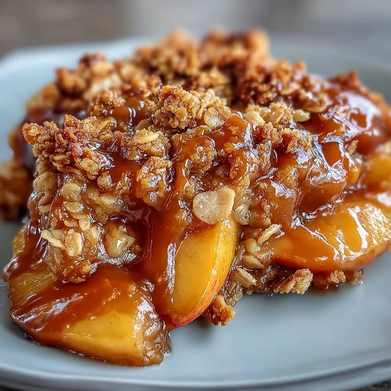 Juicy peaches baked beneath