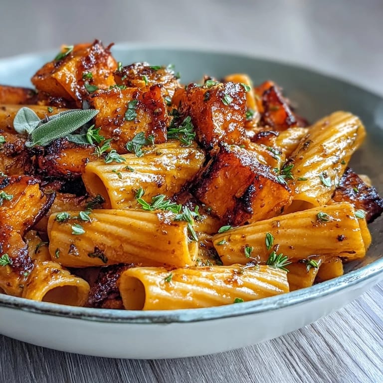 Golden Maple Brown Butter Sweet Potato Pasta, a comforting vegetarian main dish.