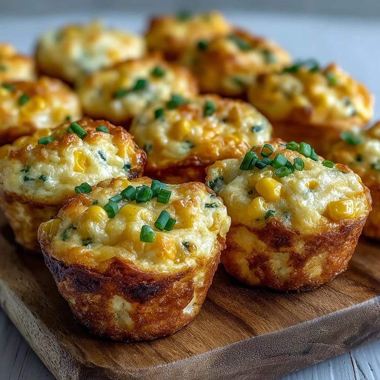 Fluffy Corn Cheddar Egg Muffins, a savory breakfast bite with visible corn kernels.