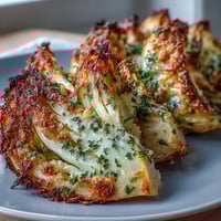 Golden-brown Roasted Garlic Parmesan Cabbage Wedges with crispy edges are served hot from the oven.