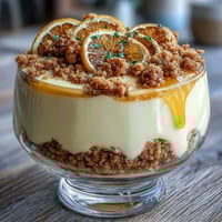 Lemon mousse cups with shortbread crumble: bright, tangy dessert in elegant glasses with buttery golden topping.