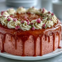 Pale pink Bridal Shower Rosé Velvet Cake frosted beautifully with shimmering gold drip.